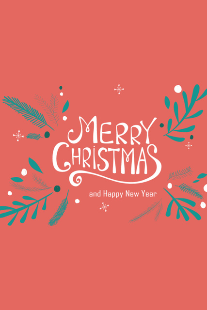 Ontwerpsjabloon van Postcard 4x6in Vertical van Christmas and New Year with Illustration of Mistletoe Twigs