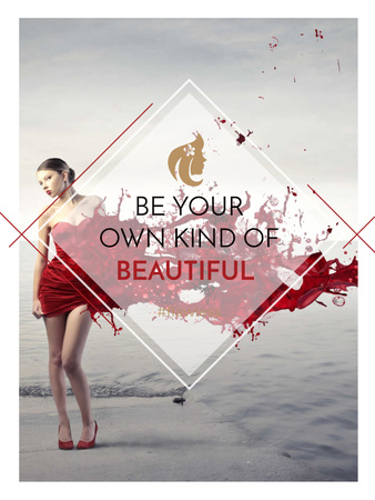 Ontwerpsjabloon van Poster US van Beauty quote with Young attractive Woman