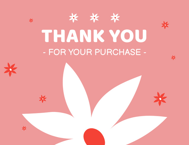 Simple Pink Message of Thanking For Purchase Thank You Card 5.5x4in Horizontalデザインテンプレート