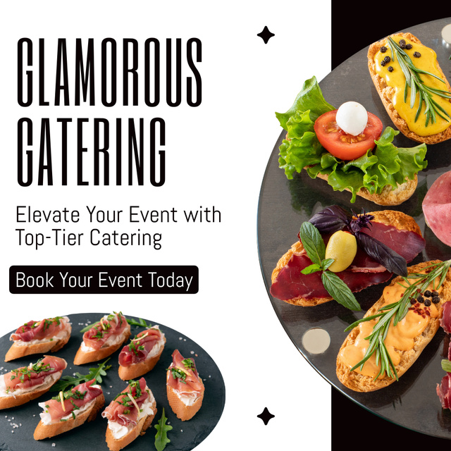 Services of Glamorous Catering with Tasty Snacks Instagram Design Template