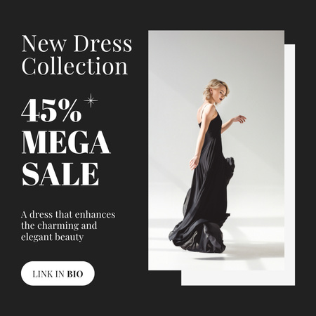 Plantilla de diseño de Oferta De Mega Venta De Vestido Elegante En Negro Instagram 