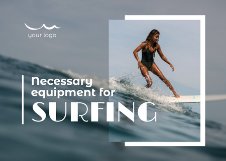 Plantilla de diseño de Surfing Equipment Ad Postcard 5x7in 