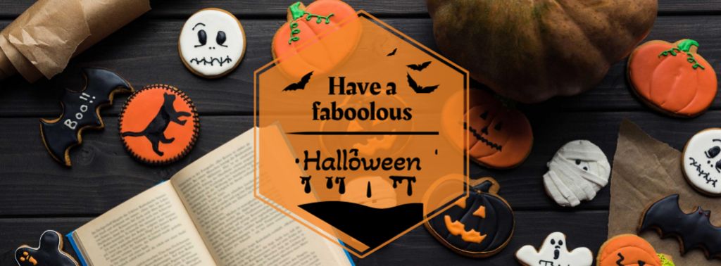 Plantilla de diseño de Halloween Celebration with Pumpkins Facebook cover 