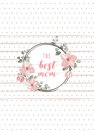 Mother's Day Greeting In Floral Circle Postcard 5x7in Vertical Design Template