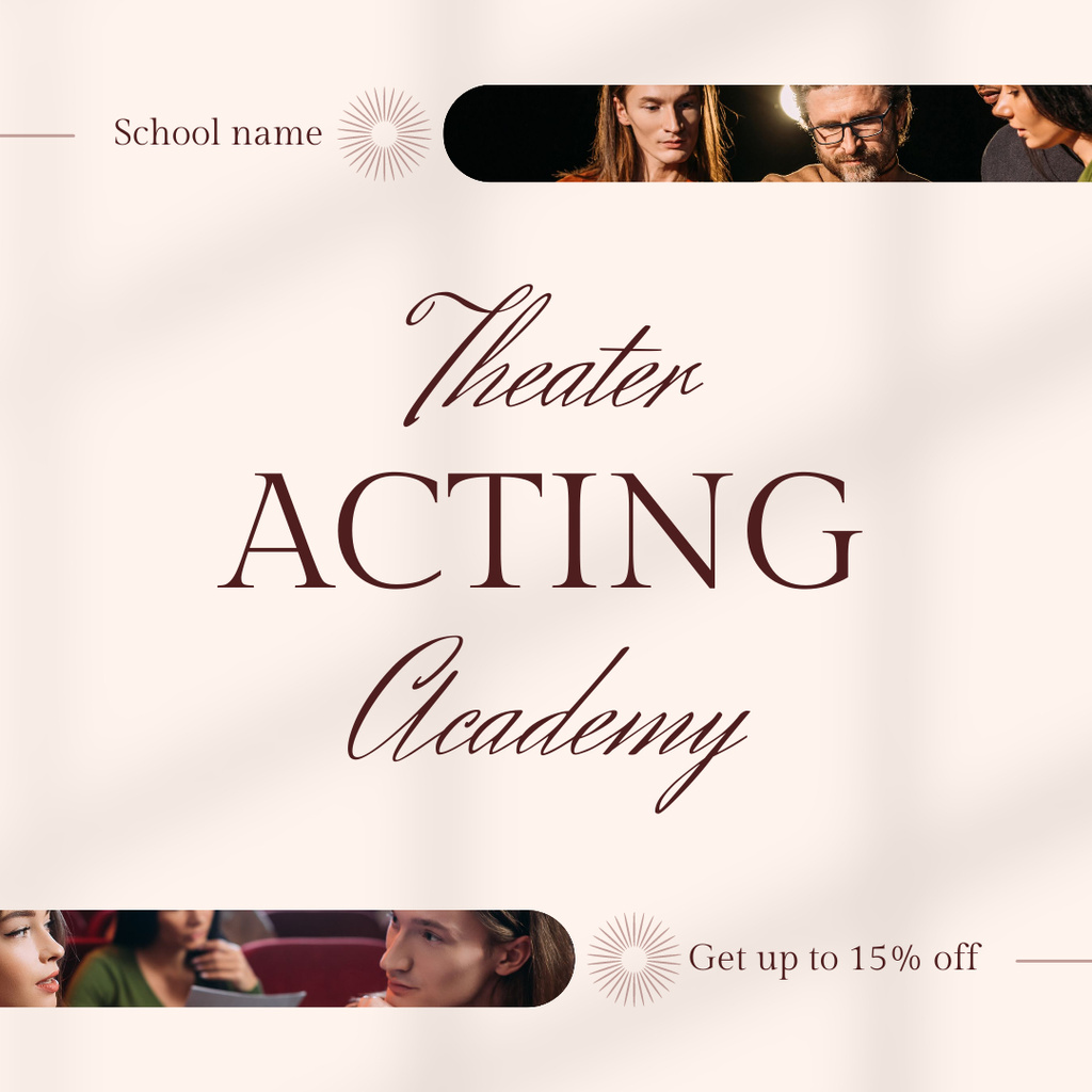 Ontwerpsjabloon van Instagram van Discount on Theater Academy Services