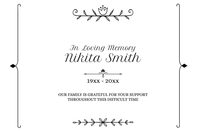 In Loving Memory Text Postcard 4x6in Design Template
