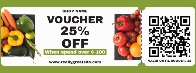Voucher For Fresh Vegetables From Grocery Shop Coupon Design Template