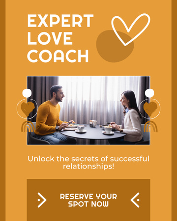 Oferta de serviço de treinador especializado em amor Instagram Post Vertical Modelo de Design