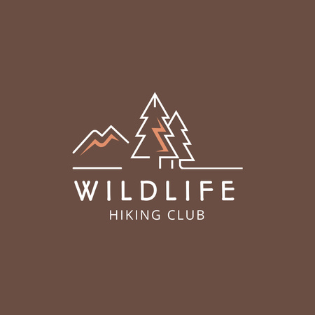 Hiking Club Emblem with Trees Logo 1080x1080px Design Template