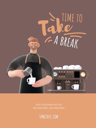 Barista is making Coffee Poster US Design Template