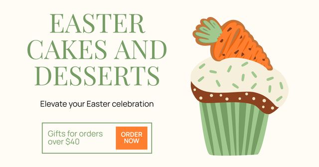 Ontwerpsjabloon van Facebook AD van Offer of Easter Holiday Cakes and Desserts
