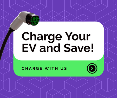 Modern Charging Stations Ad for All EV Types Facebook Design Template