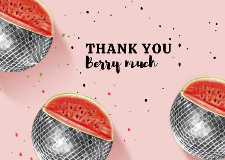 Thankful Phrase with Watermelon Disco Balls Card Design Template