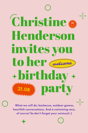 Announcement of Bright Birthday Party Flyer 4x6in Design Template