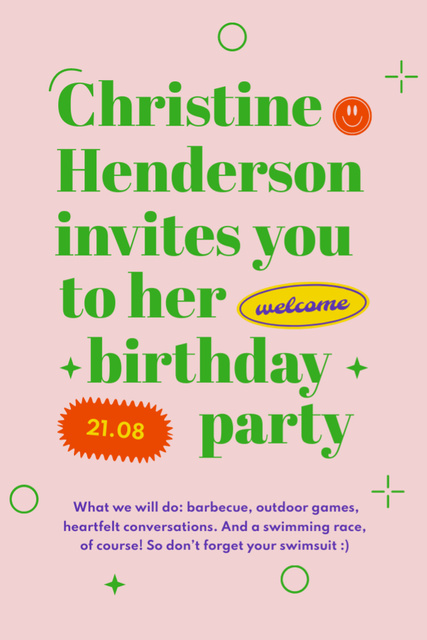 Bright Birthday Party Invitation Flyer 4x6in Design Template