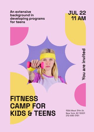 Fitness Camp for Kids Invitation Modelo de Design