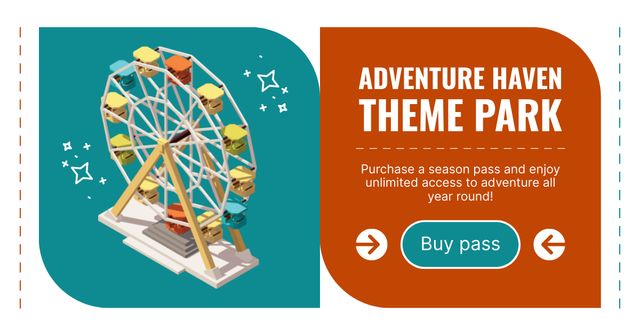 Adventure Theme Park With Colorful Ferris Wheel Facebook AD tervezősablon
