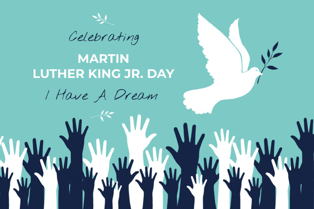 Designvorlage Remembering the Dream on Martin Luther King Day With Quote für Postcard 4x6in