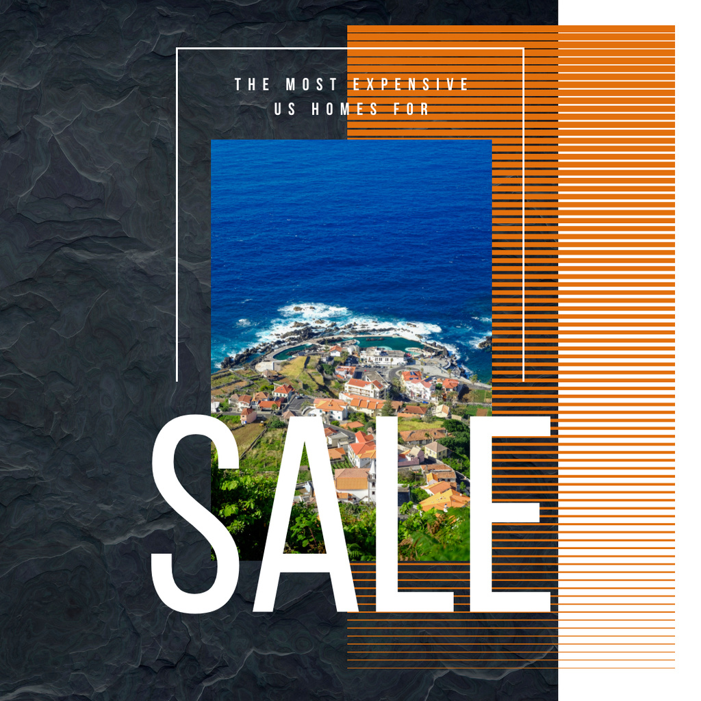 Sale Offer of Houses at Picturesque Sea Coastline Instagram Design Template