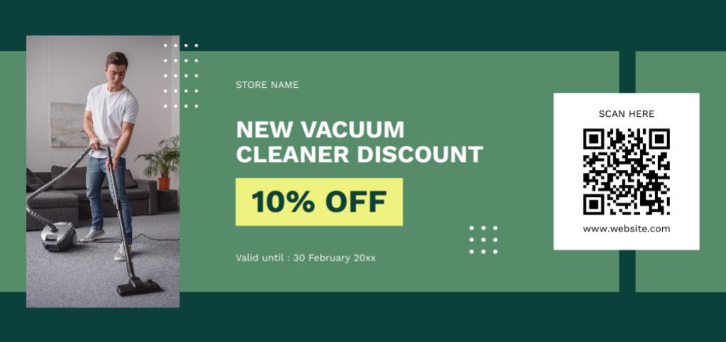 Ontwerpsjabloon van Coupon Din Large van New Vacuum Cleaners Discount Offer
