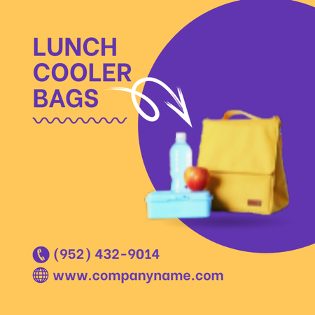 Lunch Cooler Bag Advertisement Square 65x65mm Design Template