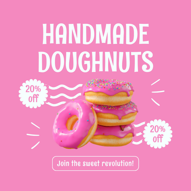 Designvorlage Offer of Handmade Doughnuts with Discount für Instagram