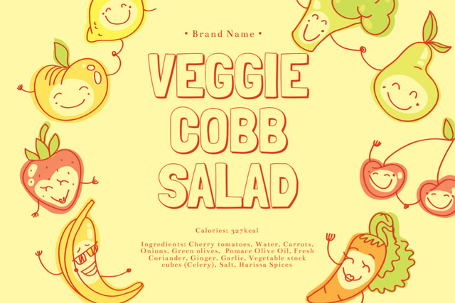 Offer of Veggie Cobb Salad Label Šablona návrhu