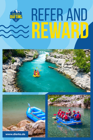 Rafting Tour Invitation with People in Boat Pinterest Design Template