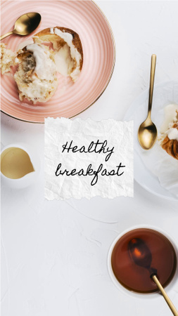 Breakfast with buns and tea Instagram Video Story Design Template