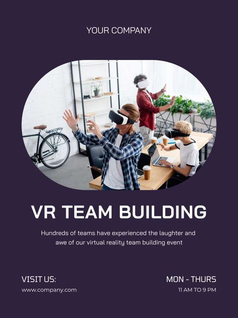 Team at Virtual Team Building at Office Poster 36x48in Design Template