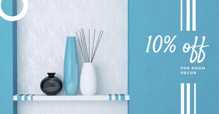 Vases for home decor in blue Facebook AD Design Template