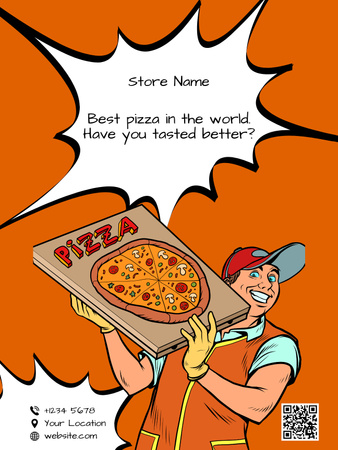 Plantilla de diseño de pizzería Poster US 