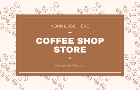 Coffee Store Loyalty Program on Beige Business Card 85x55mm Design Template