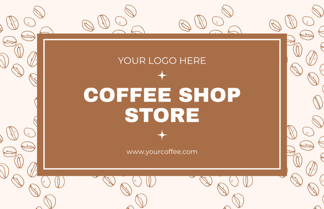 Coffee Store Loyalty Program on Beige Business Card 85x55mm – шаблон для дизайна