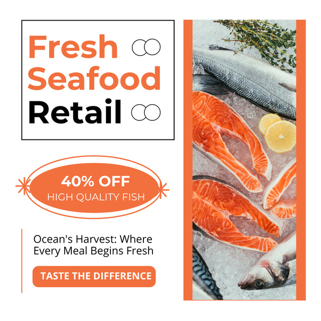 Discount on Fresh Seafood Retail Instagram Tasarım Şablonu