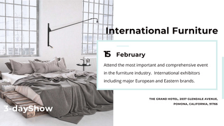 Furniture Show Bedroom in Grey Color FB event cover tervezősablon