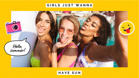 Girls taking Selfie in Swimsuits Youtube Thumbnailデザインテンプレート