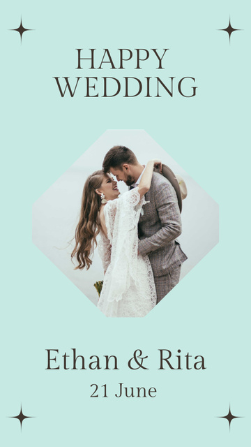 Designvorlage Wedding Invitation with Young Happy Newlyweds für Instagram Story