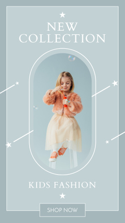Children Clothing Ad with Stylish Little Girl Instagram Story Design Template