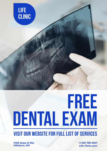 Free Dental Exam Offer Poster Design Template