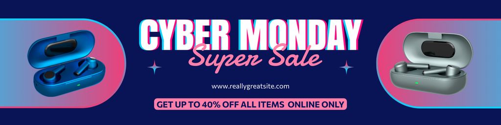 Super Sale of Earbuds on Cyber Monday Twitterデザインテンプレート