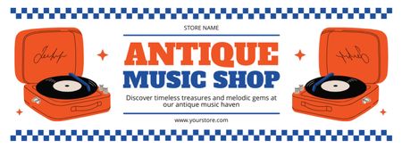 Antique Turntables And Vinyl Recorders Offer Facebook cover Design Template