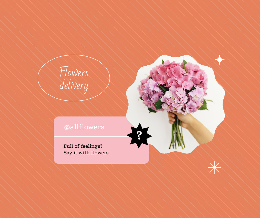 Flowers delivery orange minimal Facebook Design Template