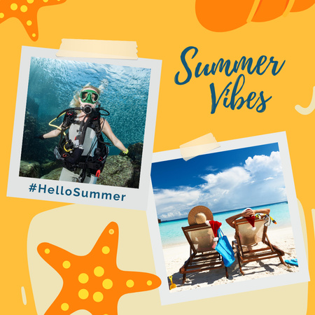 Summer Vacation on the Beach Collage Instagram Design Template
