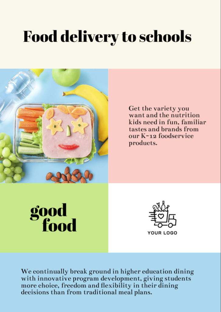 Modèle de visuel Offer of Food Delivery to Schools - Flyer A6