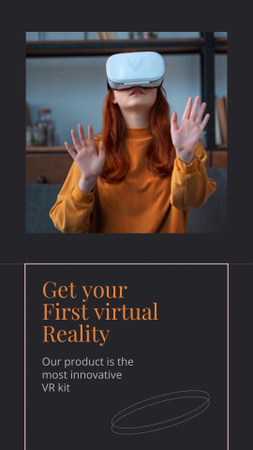 Young Woman trying Virtual Reality Glasses TikTok Video Design Template