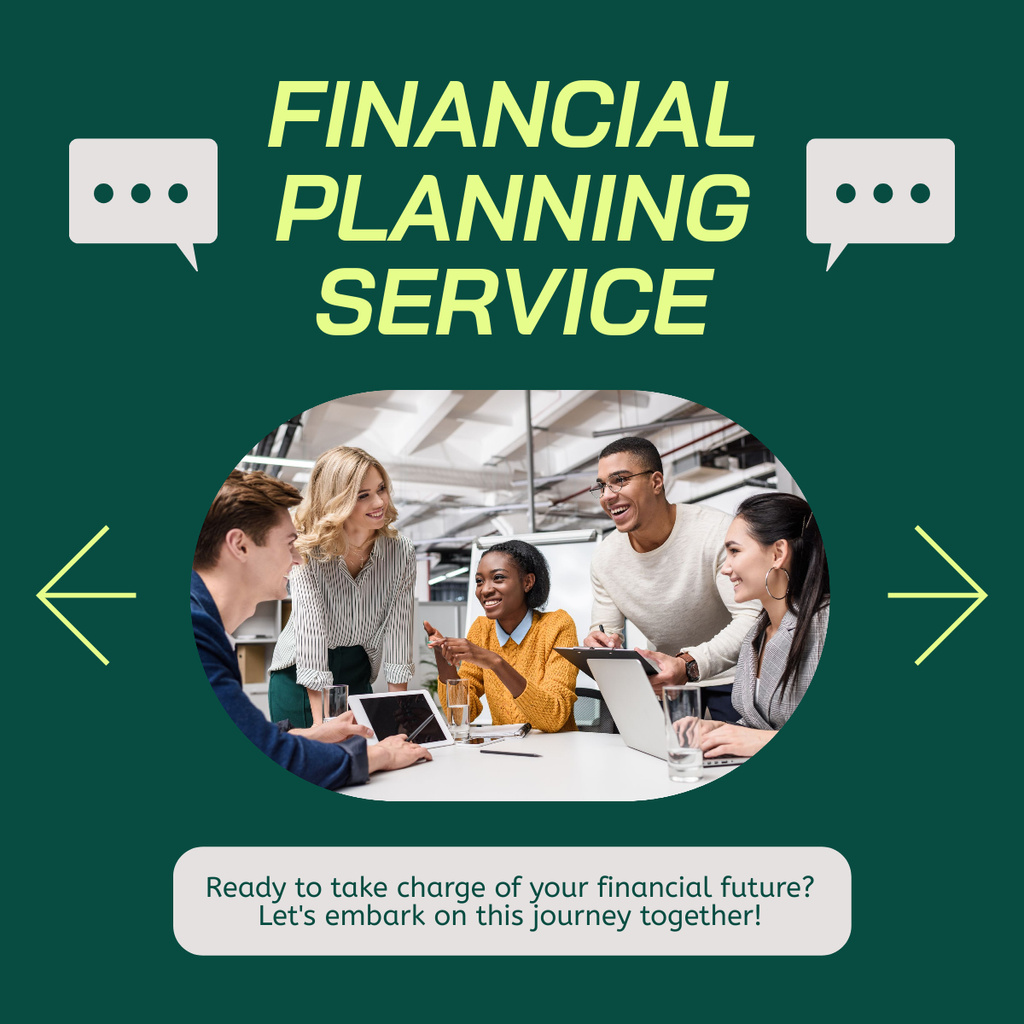 Ontwerpsjabloon van LinkedIn post van Financial Planning Services with Working Team