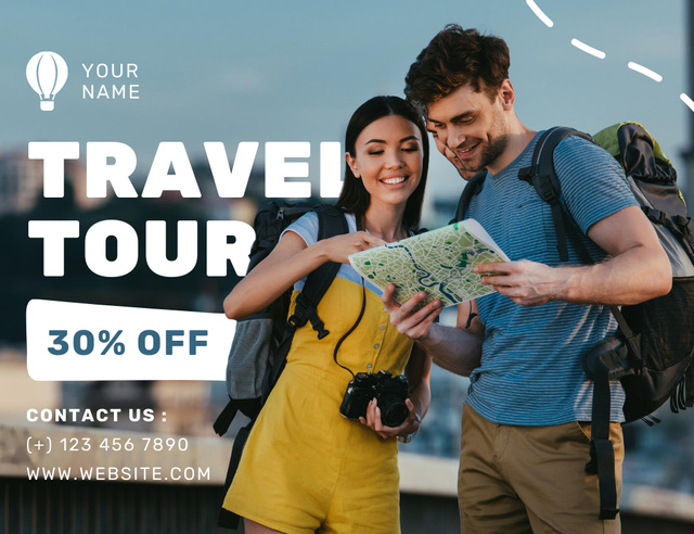Discount on Tour to Famous Cities Thank You Card 5.5x4in Horizontal Design Template