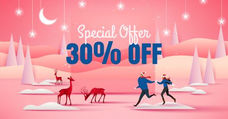 Platilla de diseño Special New Year Offer on Pink Facebook AD