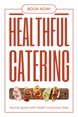 Designvorlage Promo für gesundes Catering mit Bruschetta für Pinterest